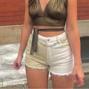 Two tone denim shorts (one of a kind)